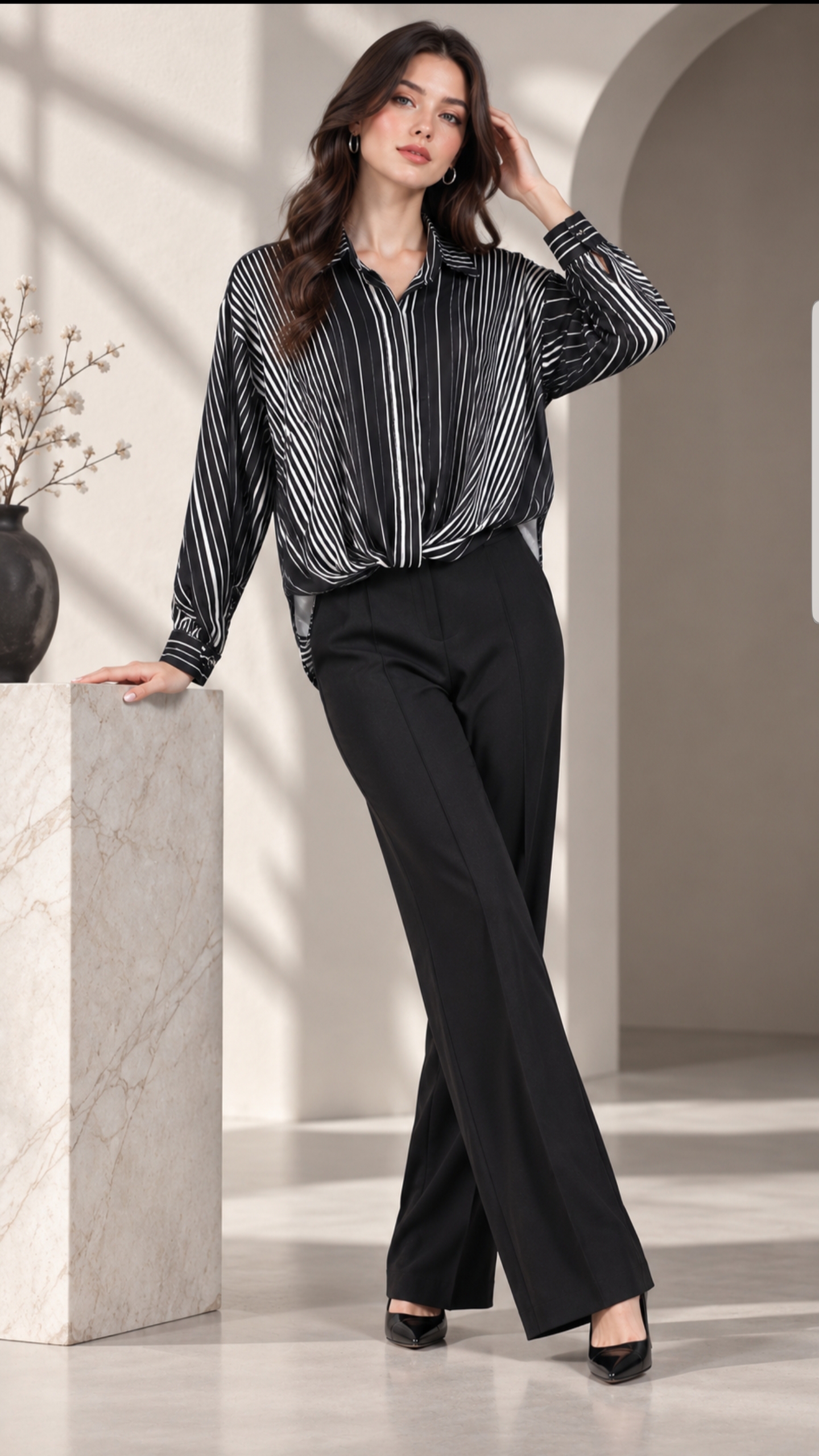 شومیز راه راه الیزه گره ای