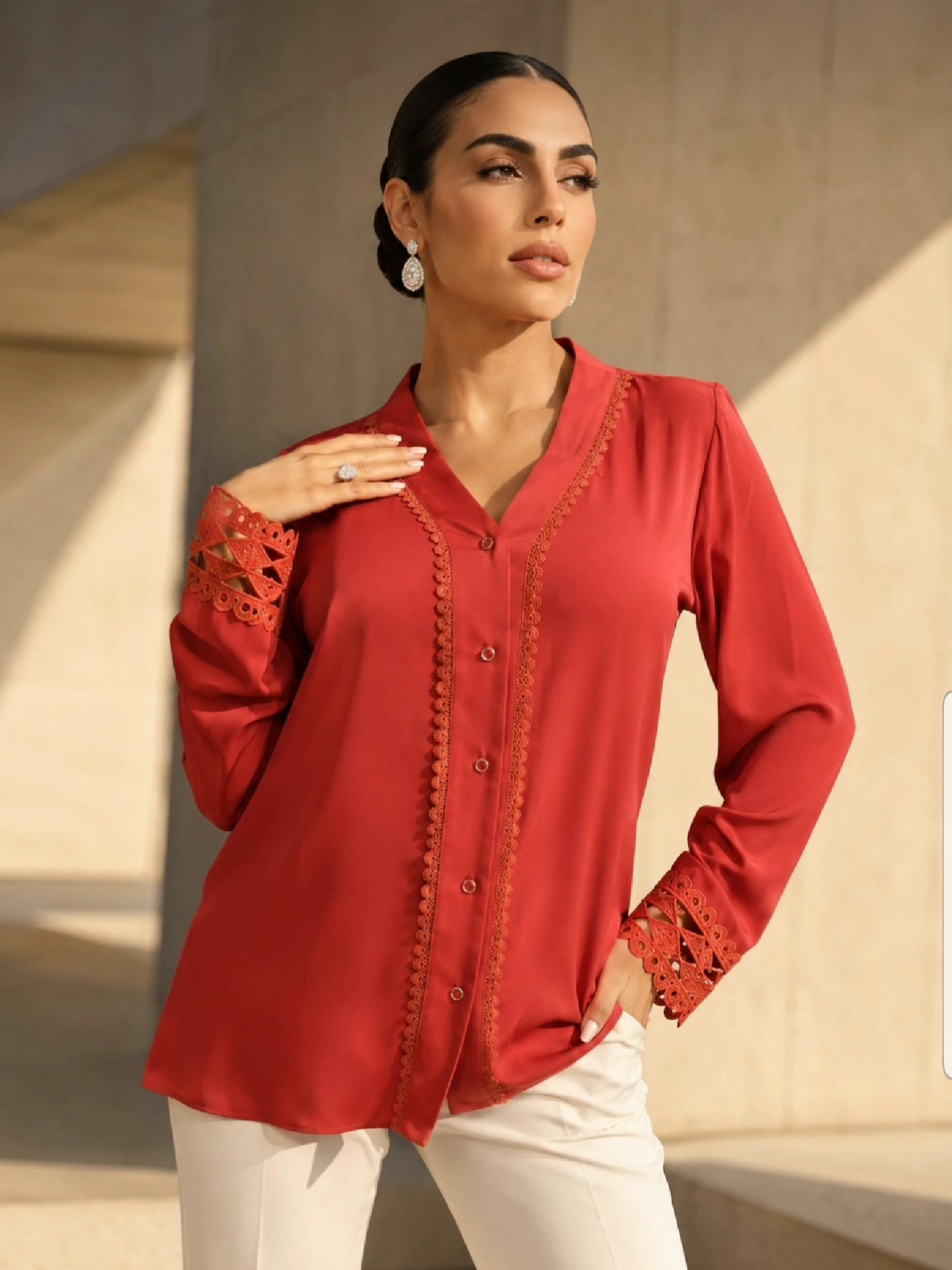 شومیز الیزه گیپور دار