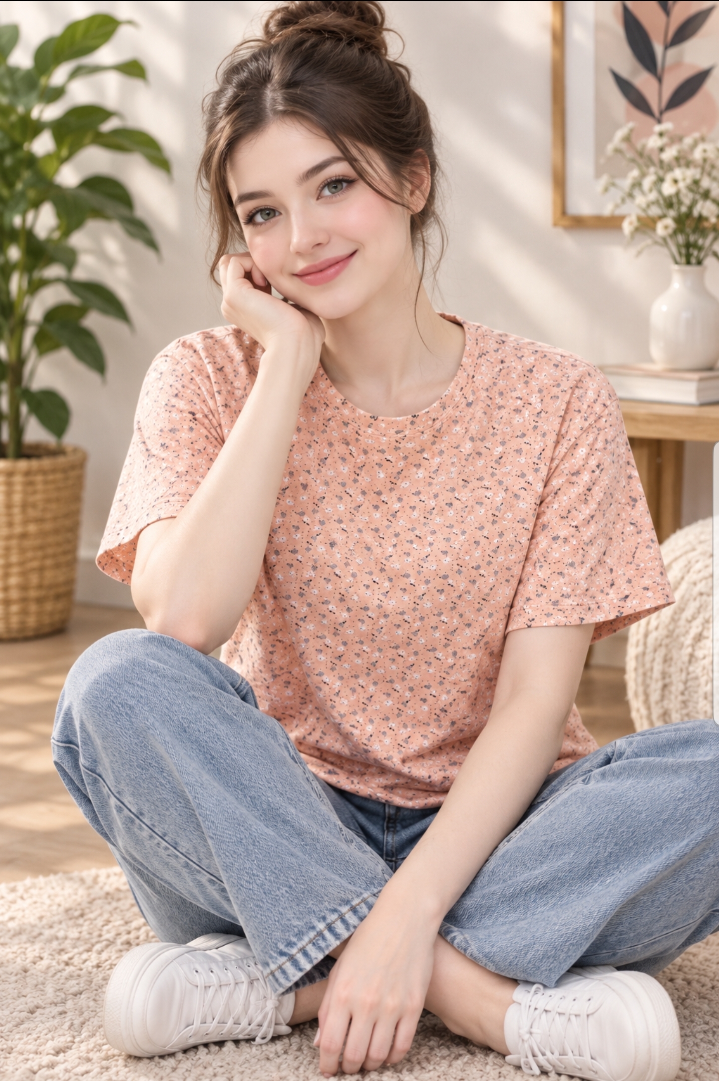 تیشرت  طرح شکوفه(نخ پنبه)