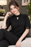 تیشرت آستین کوتاه یقه گیپور(الیزه)